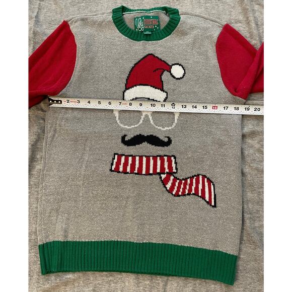 Ugly Christmas Invisible Man Mens Size M Holyday Christmas Grey Red Sweater - Picture 7 of 8